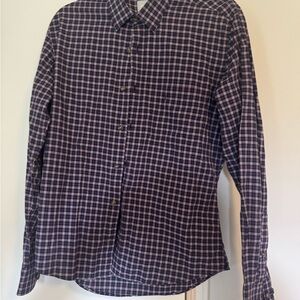 Men's Casual Navy and red Plaid Shirt